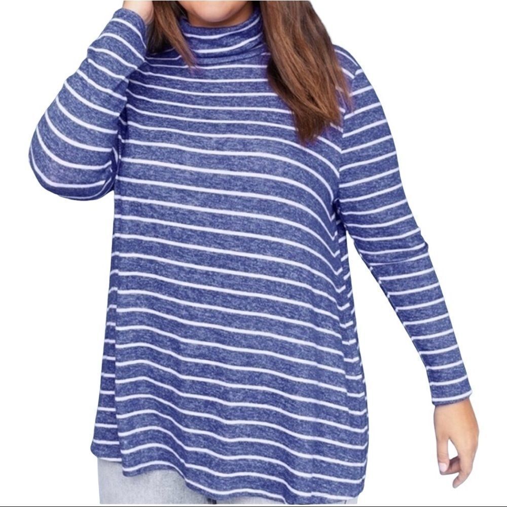 Lane Bryant Hacci Swing Turtleneck blue striped 0111‎